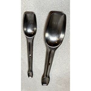 Vintage Foley Measuring Spoons Locking Nesting Double‎ End Stainless Steel Set 2